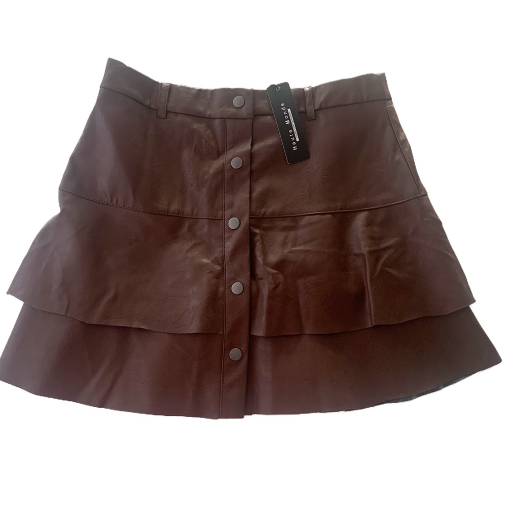 Faux Leather Tier Skirt Size Medium